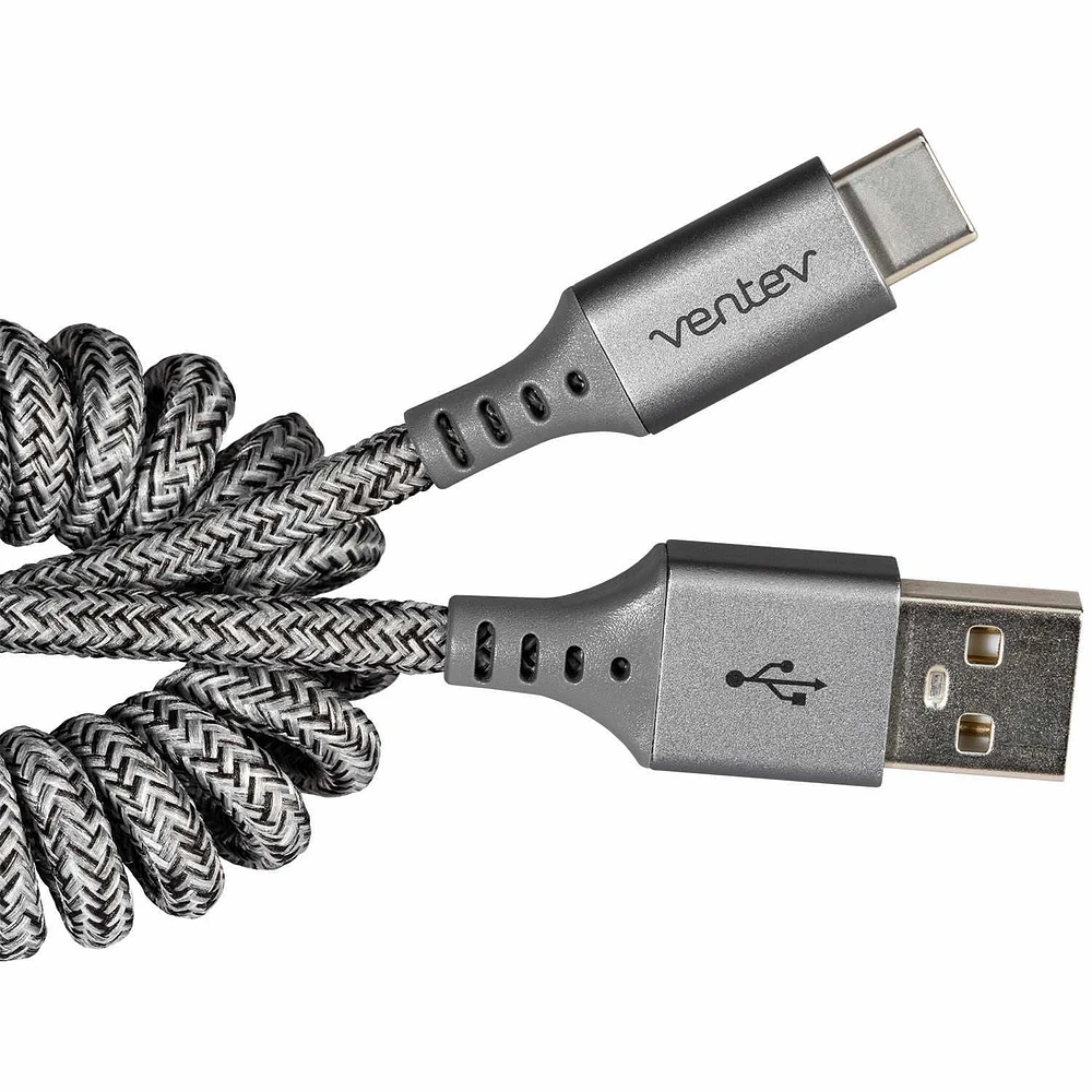 Ventev - Helix USB-C Cable 14 inch Grey, USB-C Cable Grey