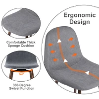 Homy Casa Lot de 2 tabourets de bar pivotants avec assise rembourrée incurvée pour cuisine et salle à manger, tissu gris