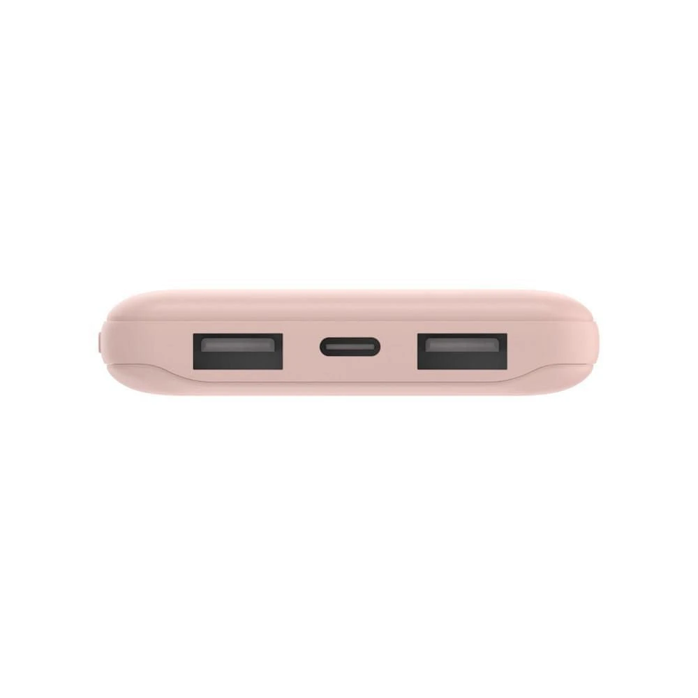 BOOST↑CHARGE 3-Port Power Bank 10K + USB-A to USB-C Cable, Rose Gold, 10k Power Bank Rose Gold