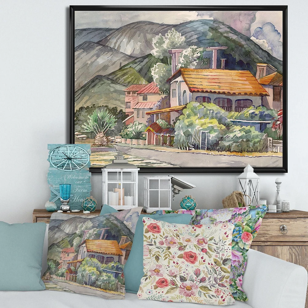 Designart Greek Landscape Off The Coast Of The Aegean Sea  FLOAT FRAME WALL ART