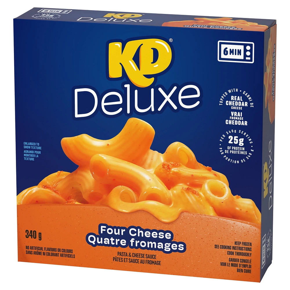 KD Deluxe Four Cheese Macaroni and Cheese Frozen Dinner, 340g Box, 340g