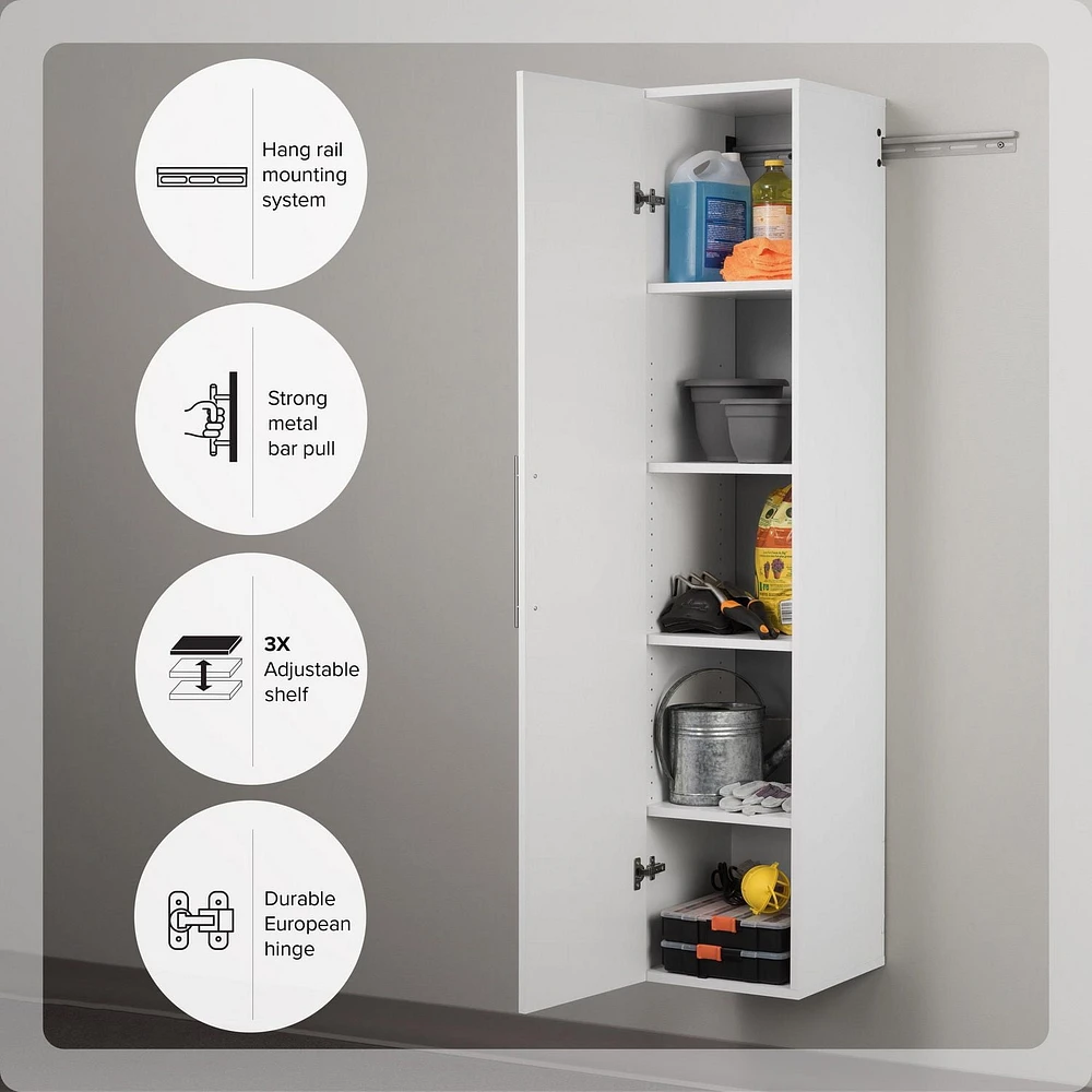 Prepac Armoire de rangement étroite HangUps de 15 po