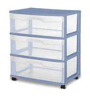 Sterilite Grand Chariot à 3 Tiroirs- Bleu