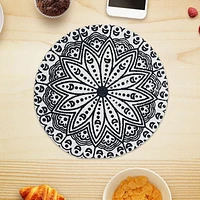 IH Casa Decor Imprimé Rond Cotton Corde Placemat Blue Mandala - Ensemble De 12