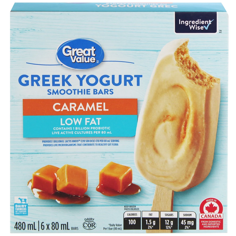 Barres smoothies au yogourt grec Caramel 480 mL (6 x 80 mL)