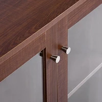 Homylin Armoire de rangement d'accent rétro en bois avec portes et tiroirs transparents, casier d'angle de 48,8 po de largeur pour salon - Marron