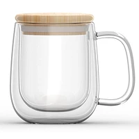 Tasse à double paroi avec un couvercle en bambou 450 ml Ensemble de 2