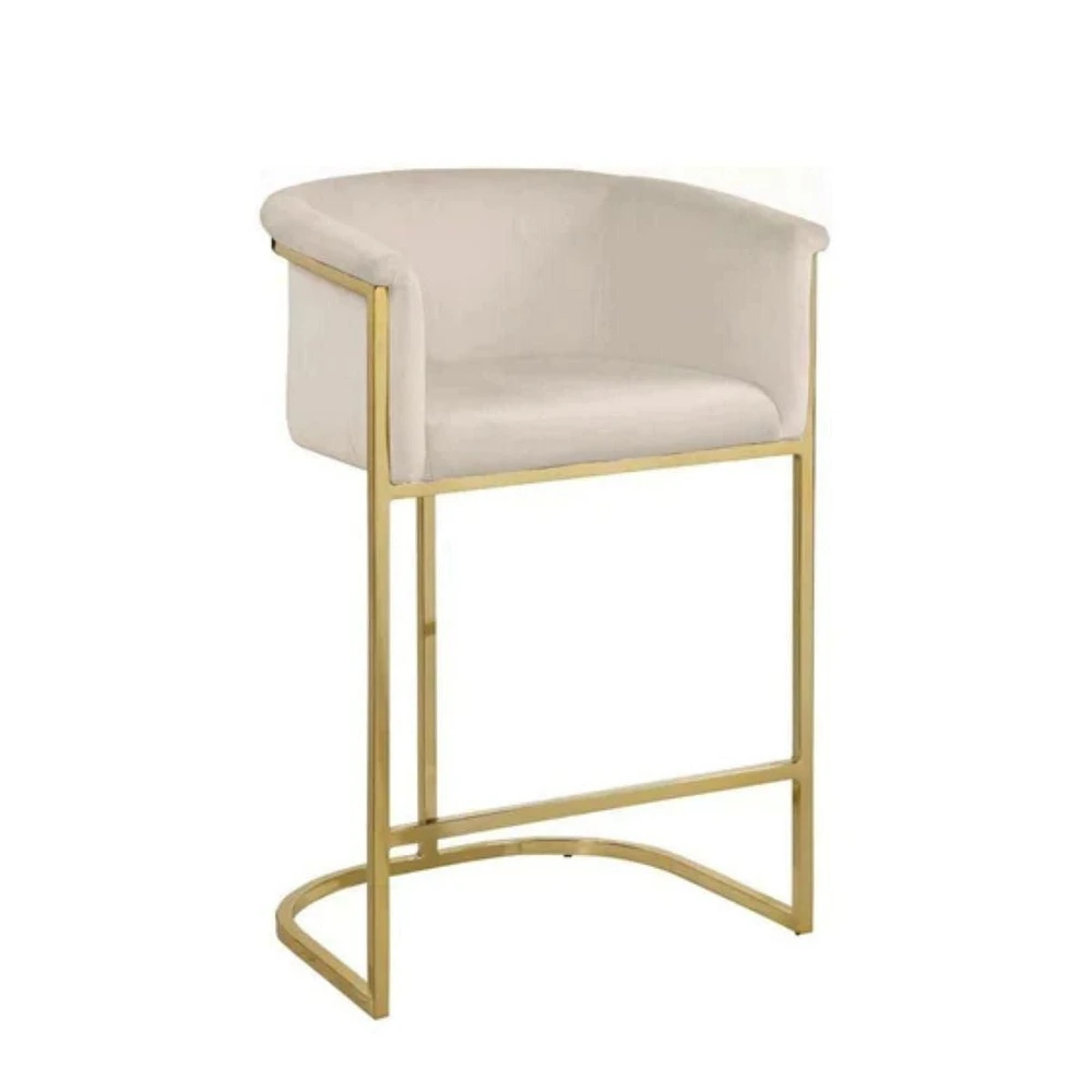 Tabouret Kanye Velvet en velours et acier dans une finition or brossé LOT DE 2