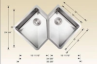 American Imaginations 36,375 pouces. W Évier de cuisine en acier inoxydable approuvé CSA avec 2 bols et calibre 16AI-34518