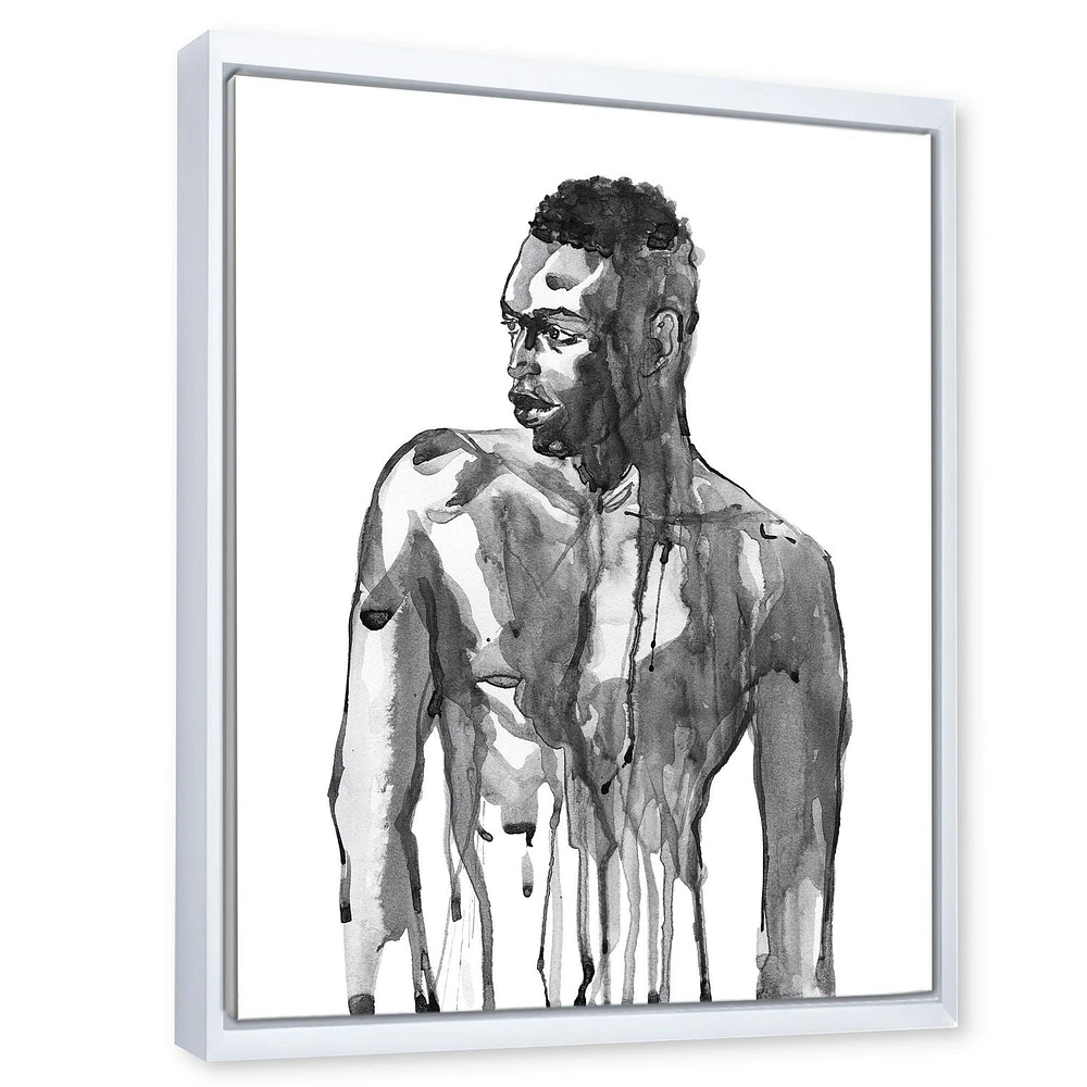 Designart Bel Homme Africain Portrait Sur Blanc I ART MURAL À CADRE FLOTTÉ