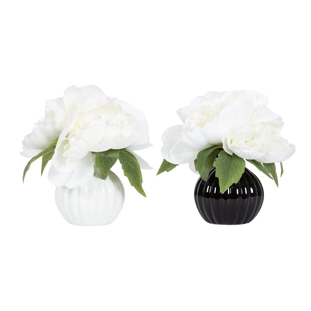 Enola Peonies in Ceramic Pot, 7.5"H x 4"Diameter
