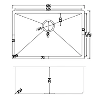 American Imaginations AI-29410 27 pouces Ensemble d'évier de cuisine en nickel brossé W Undermount pour perçage mural - Crépine incluse