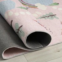 Rug Branch Soft Steps Playtime Unicorns, Castle, Road Map, Educational Soft Area Rug, Pink White - Boys & Girls in Playroom, Nursery, Bedroom<br>