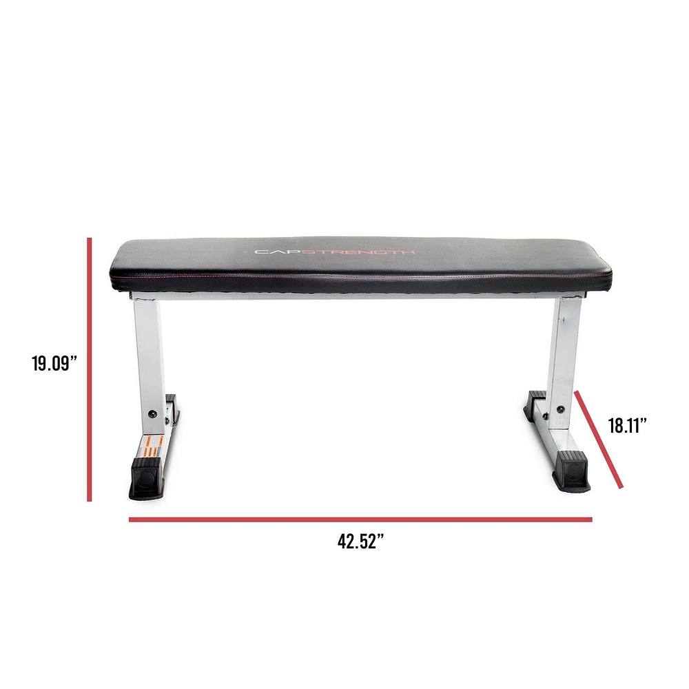 CAP Strength Banc de musculation plat utilitaire (capacité de poids de 600 lb), gris