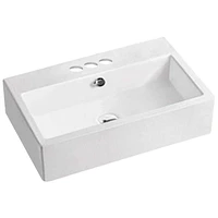 American Imaginations -in. W Above Counter White Bathroom Vessel Sink For 3H4-in. Center Drilling AI