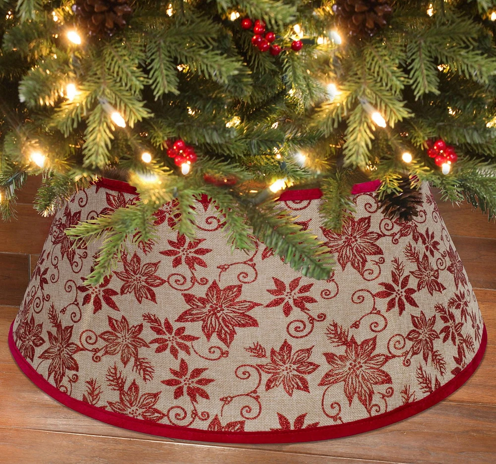 Holiday Time Red Poinsettia Stand Band™ Tree Stand Collar