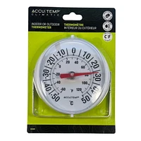 Accutemp Indoor or Outdoor Thermometer, Bracket Included, Temperature Readings in Celsius  °C and Fahrenheit and °F, Round, Weatherproof construction