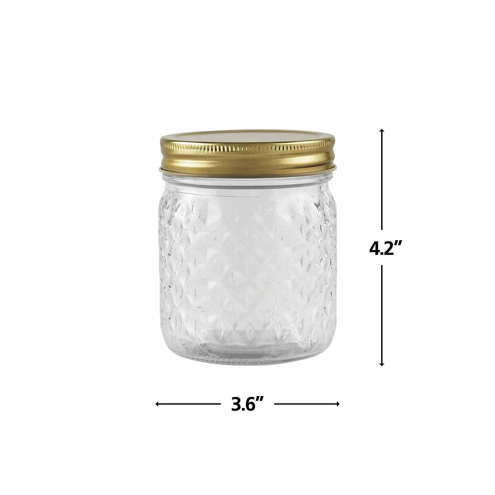 Pot en verre embossé de 500 Ml 500ML Quilté