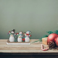 Led Resin Triple Snowman Decor