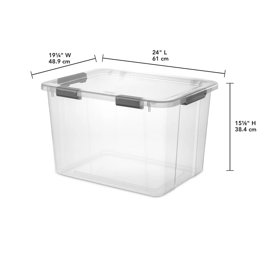 Sterilite Boîte de Rangement avec Couvercle à Charnière 75L Gris Plat 75L
