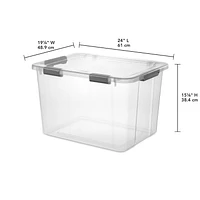 Sterilite Boîte de Rangement avec Couvercle à Charnière 75L Gris Plat 75L