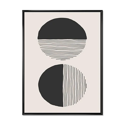 Designart Lignes géométriques minimales et cercle IV ART MURAL À CADRE FLOTTÉ