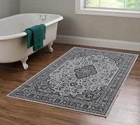Tapis Emerald Barton noir & crème de 5 pi x 7 pi