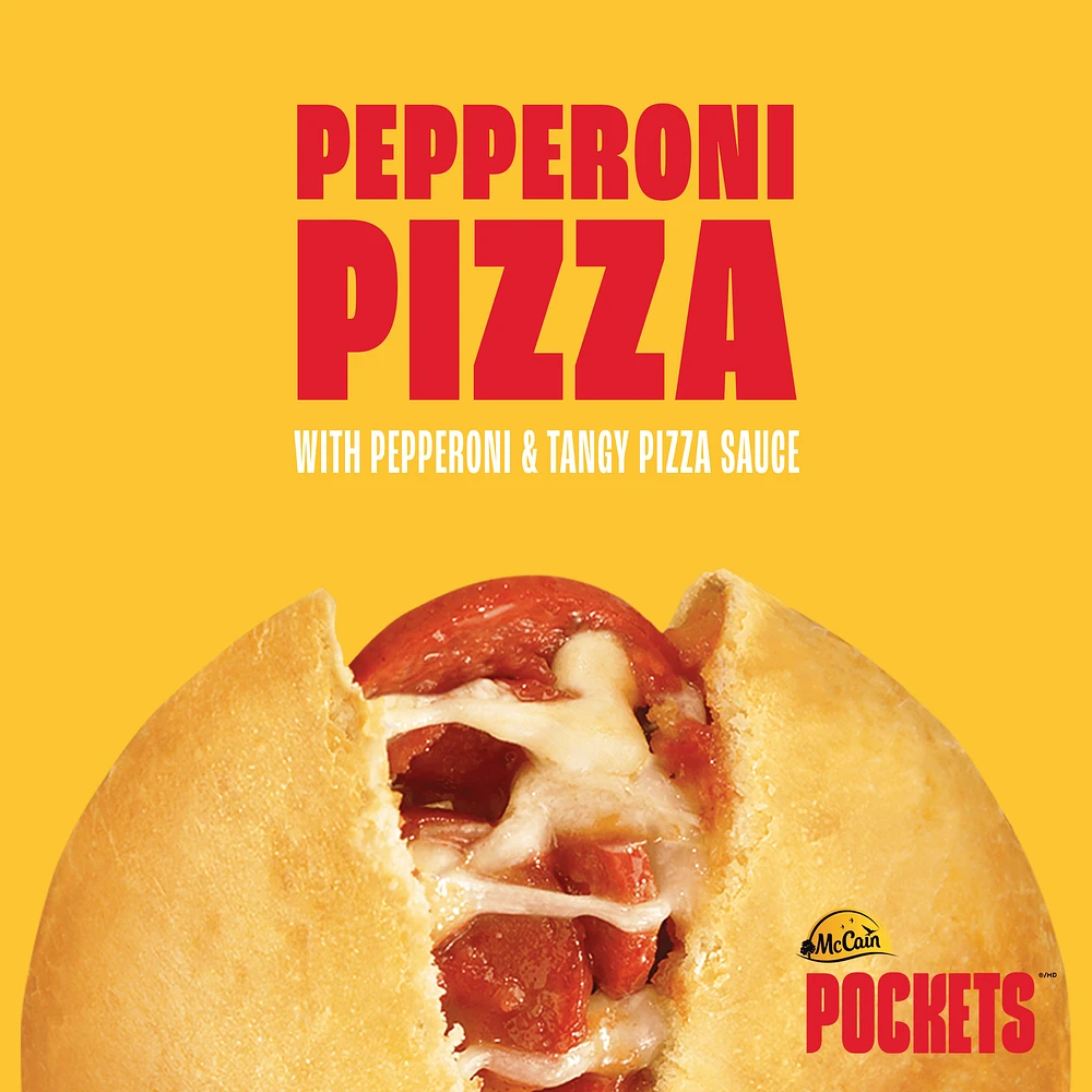 McCain® Pizza Pockets® Pepperoni, Made in Canada from domestic and imported ingredients, 3 x 100g