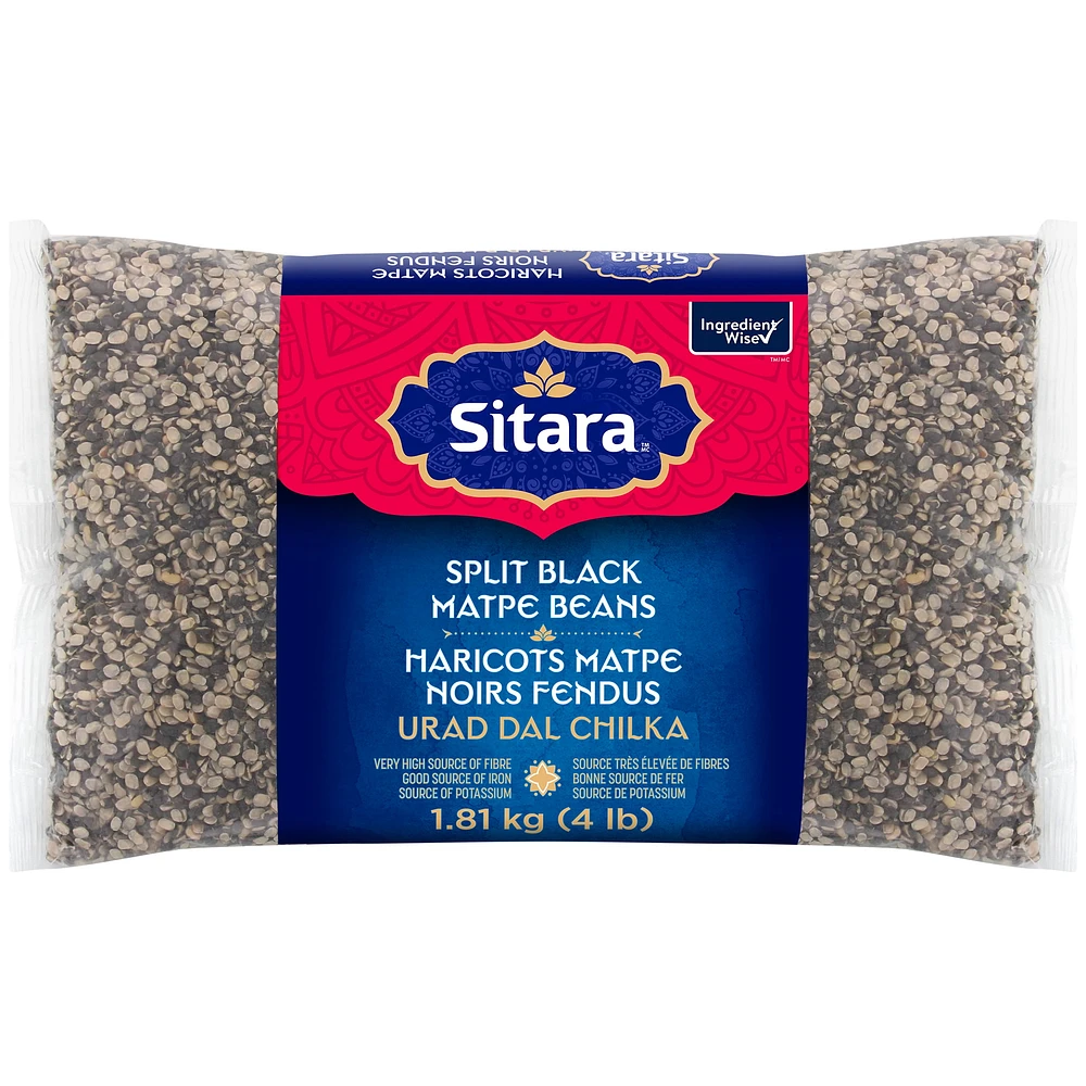 Sitara Split Black Matpe Beans, 1.81 kg (4 lb)