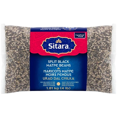 Sitara Split Black Matpe Beans, 1.81 kg (4 lb)