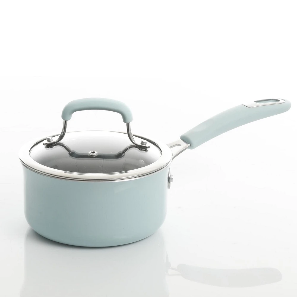Kenmore Elite Andover 10-Piece Nonstick Cookware Set, Glacier Blue