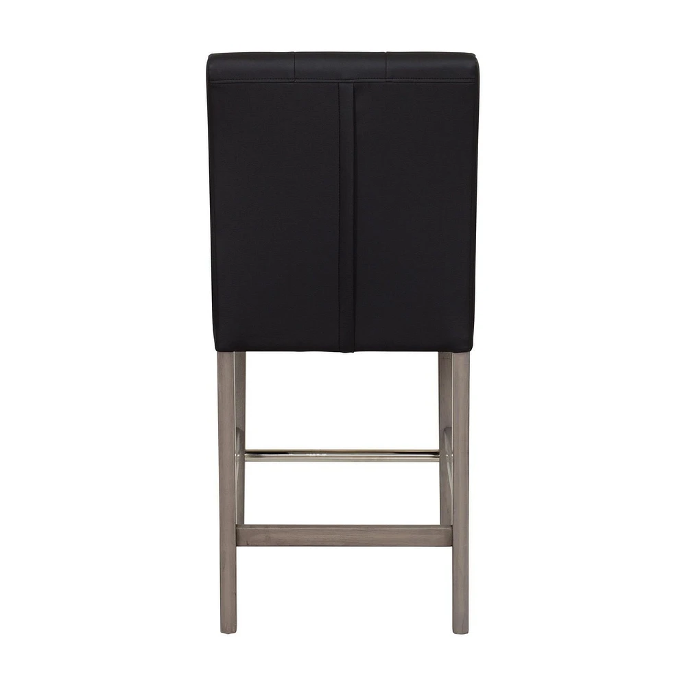 Tabouret de bar rembourré en similicuir CorLiving Leila avec dossier - Tabourets de bar rembourrés, chaises d'îlot de cuisine ou tabourets de bar parfaits, tabourets de comptoir durables pour la maiso