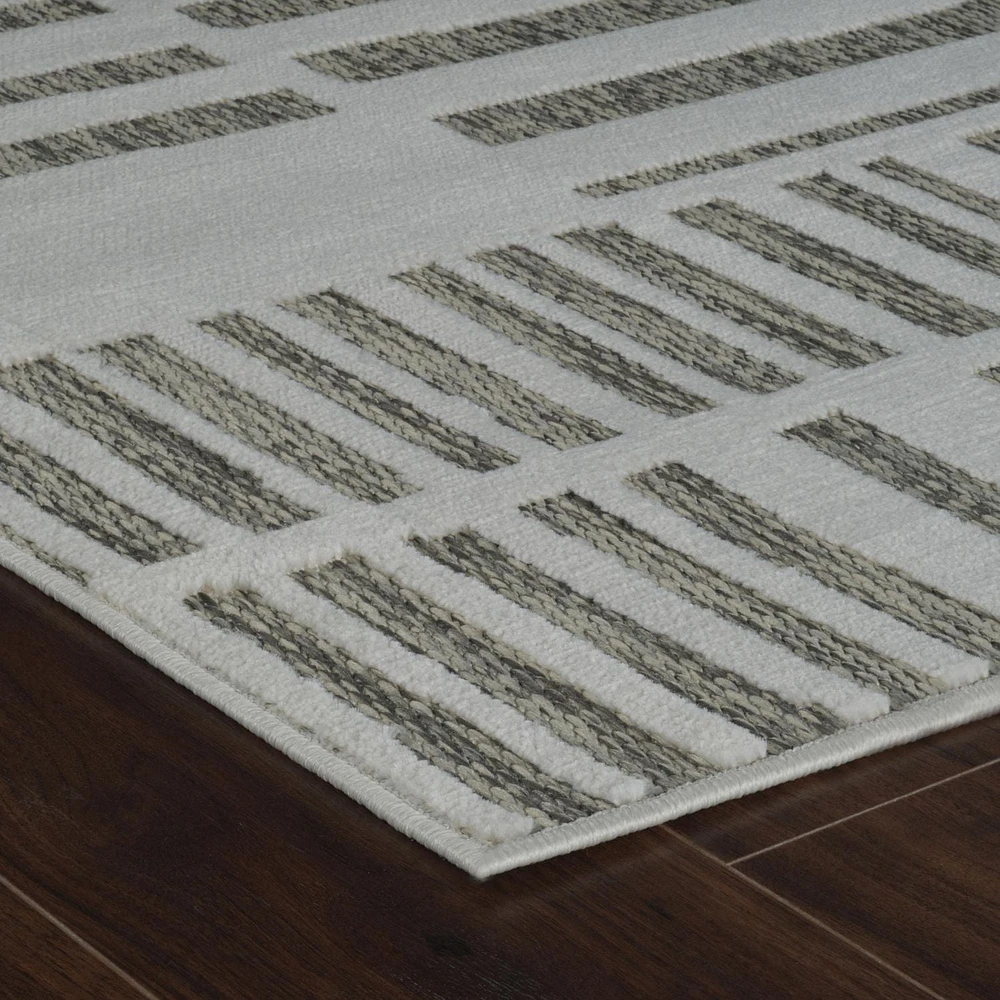Tapis d'interieur exterieur abstrait Rug Branch Maise, beige creme, moderne - Entree, couloir, salle de bain et cuisine
