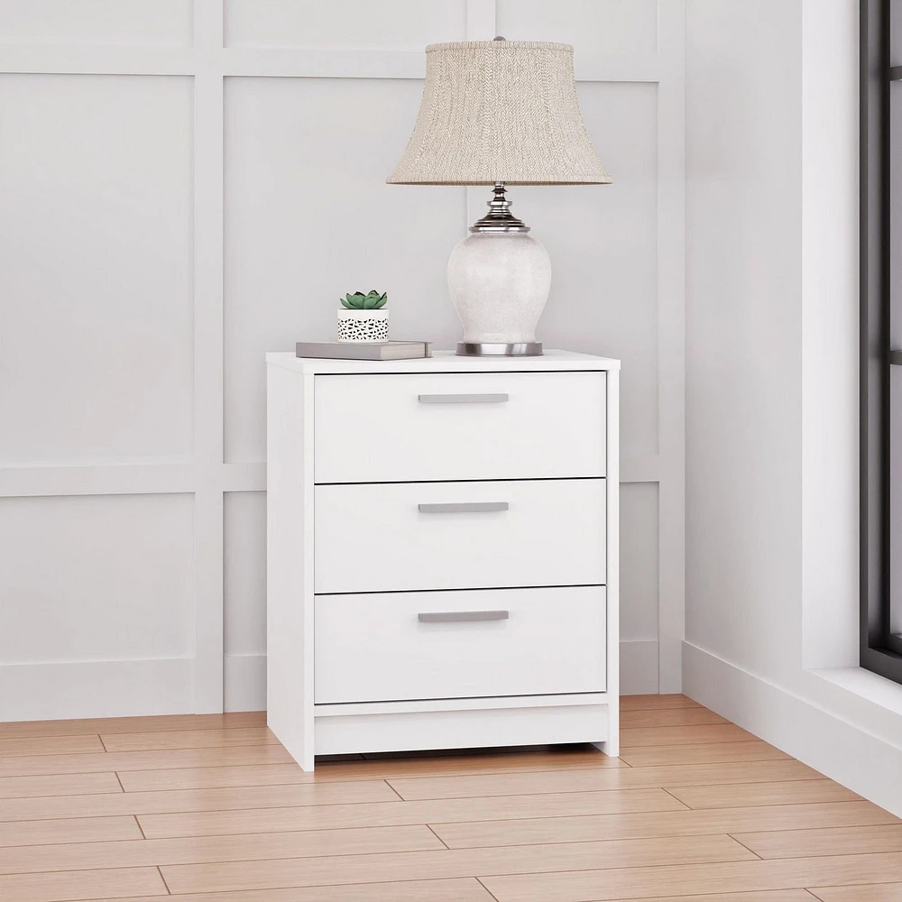Prepac Studio Essentials 3 Drawer Nightstand White