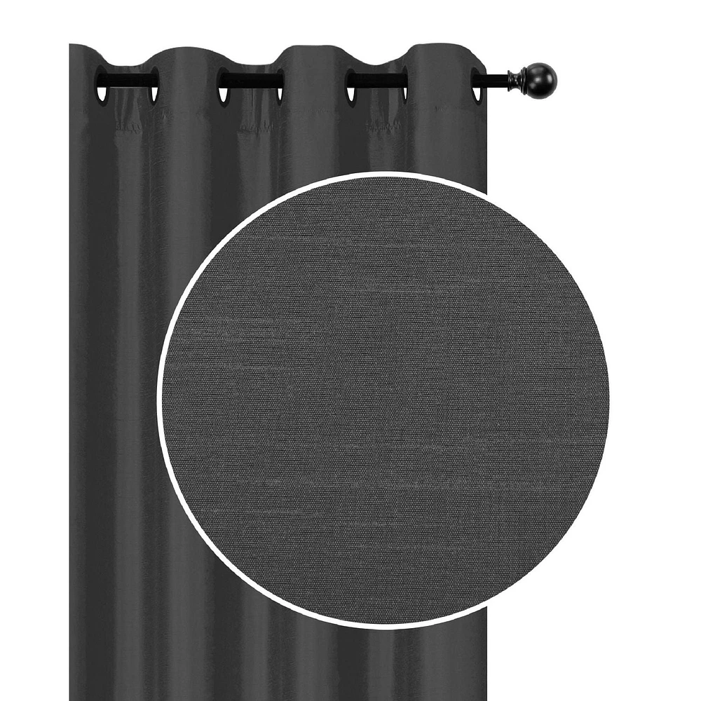 Faux Silk Panel Avec 8 Œillets (Gris) - Set of 2