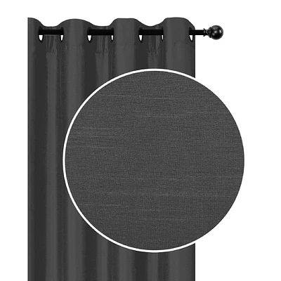 Faux Silk Panel Avec 8 Œillets (Gris) - Set of 2