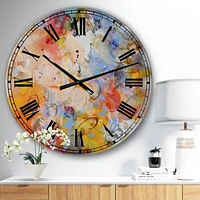 Designart Tourbillons de couleur bleu et jaune horloge murale