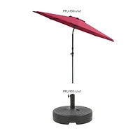 Parasol inclinable résistant au vent de 10p avec cadre en aluminium & en acier & base ronde