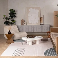 Rug Branch Eclipse Mid-Century Modern Indoor Area Rug, Beige Green, Abstract - Living Room, Bedroom, Dining Room, and Office