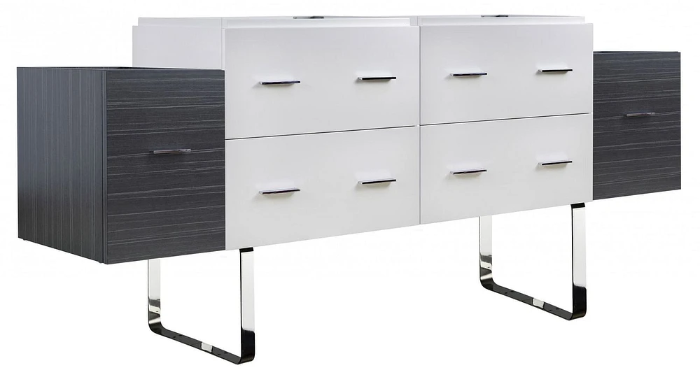American Imaginations 76-in. W Vanity Base Set White-Dawn Grey
