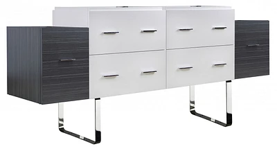 American Imaginations 76-in. W Vanity Base Set White-Dawn Grey