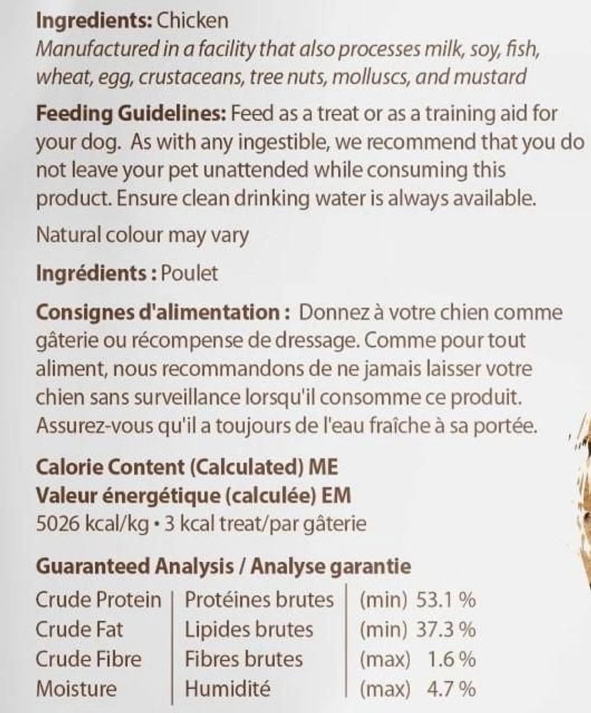 Caledon Farms Morceaux de poulet lyophilisés  friandises pour chiens