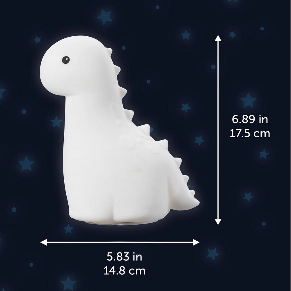 Veilleuse blanche en silicone rechargeable à ampoule à DEL intégrée et couleur ajustable Billie la brontosaure Veilleuse à DEL intégrée