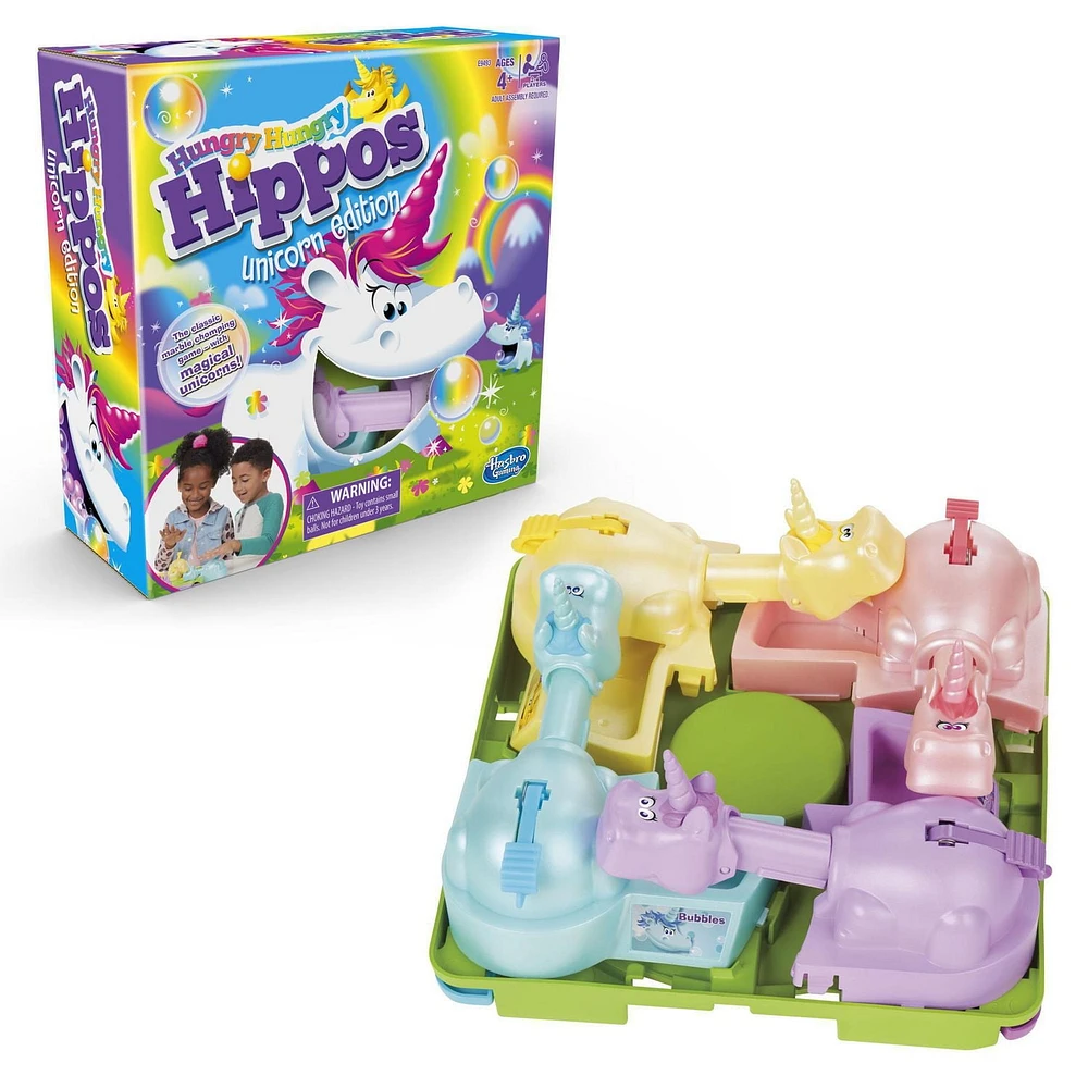 Hungry Hungry Hippos Unicorn Edition Board Game; Pre-School Game for Kids