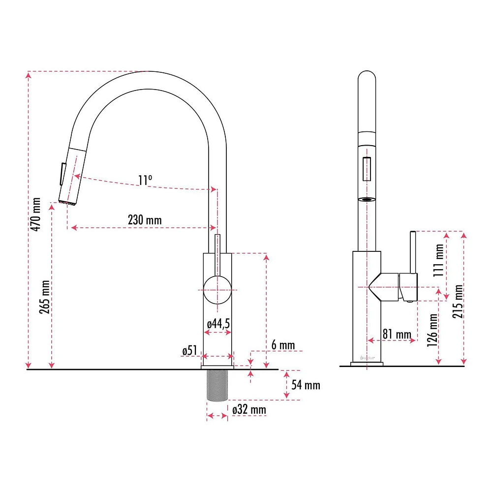 Le robinet de cuisine à bec rétractable d'akuaplus®, ABA