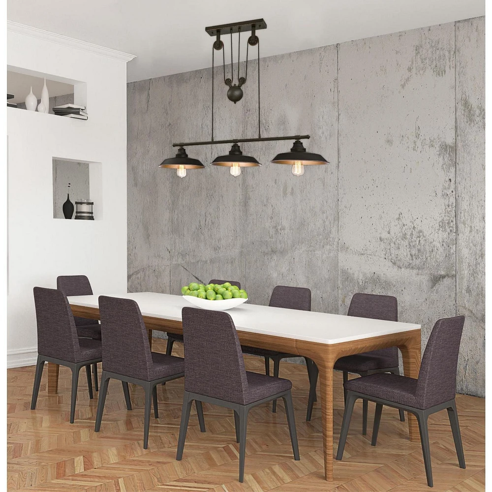 Westinghouse Iron Hill Three-Light Island Pulley Pendant