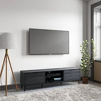 Meuble TV moderne CorLiving Cole avec rangement ouvert et fermé pour téléviseurs jusqu'à 85 pouces - Meuble TV pour salon, meuble TV élégant, centre de divertissement moderne avec rangement