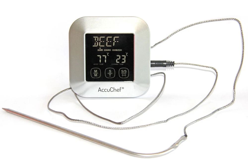 Thermomètre à viande câblé AccuChef avec sonde en acier inoxydable, modèle 2205, argenté Température de Cuission