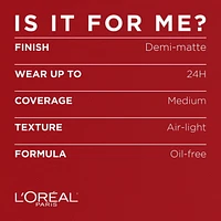 L'Oréal Paris Pro- Matte Foundation| Oil-Free, Lightweight, Longwear Face Makeup Up to 24hr| Classic Ivory, 30 ML
