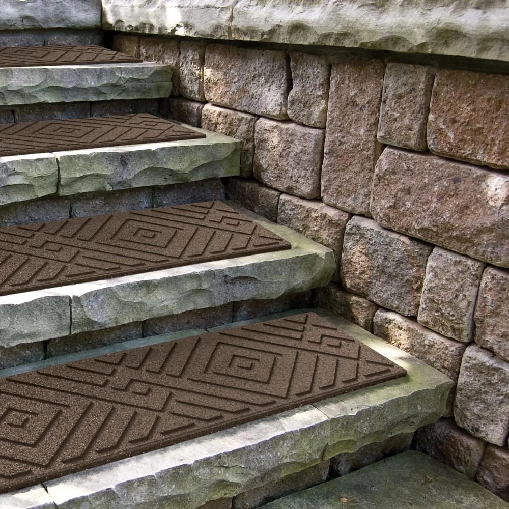 Garden Central Tapis d'escalier à tissage diamant, 10 po x 36 po, brun terre, paquet de 4